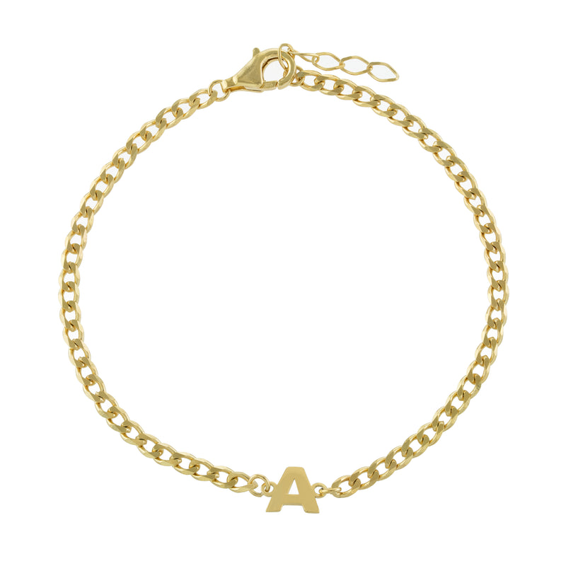 Havana Curb Chain Single Initial Bracelet